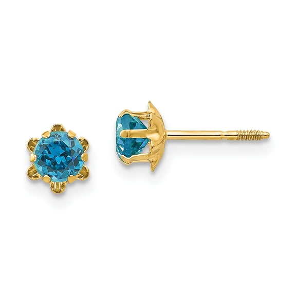 Madi K 14k  4mm Round CZ December Birthstone Screwback Post Earrings