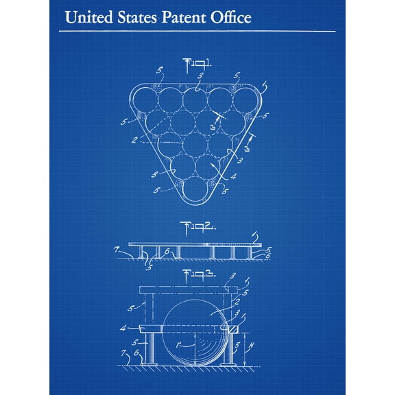 Sardelli 1975 Billiards Ball Rack Patent Plan Extra Large XL Wall Art Poster Print