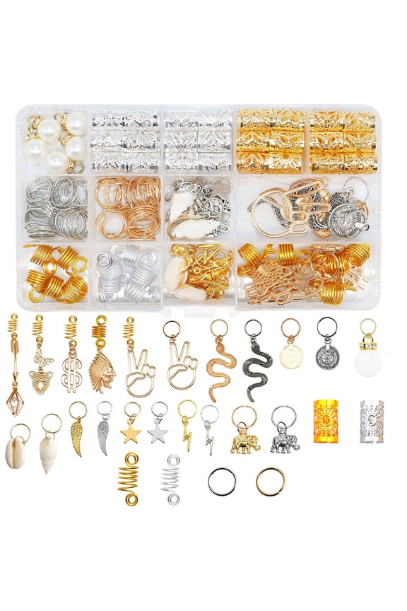 173 Dreadlocks Beads Hair Braid Rings Clips Dread Locks Hair Braiding Metal Cuff