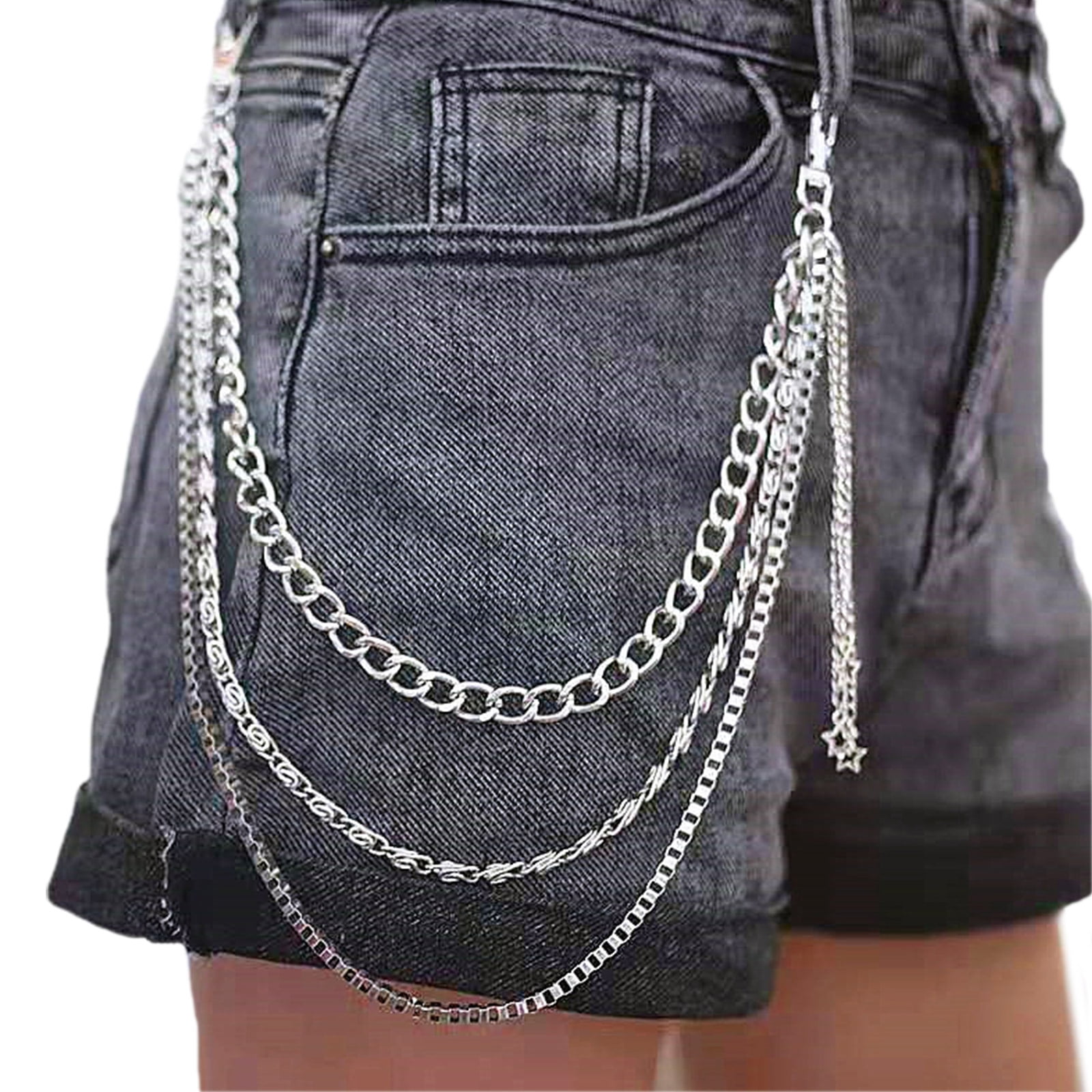 Protoiya 5Pcs Belt Chain Jeans Chain Metal Pocket Chain Rust-Proof Pants  Chain Multi-Layer Hip Hop Wallet Chain Adjustable Pocket Waist Chain