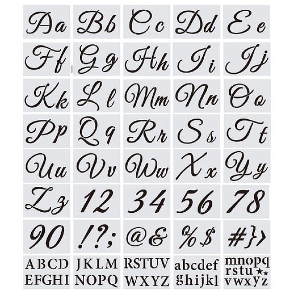 Sardfxul 40pcs Alphabet Letter Stencils Reusable Plastic Templates for Art Drawing Painting Craft DIY Writing on Chalkboard