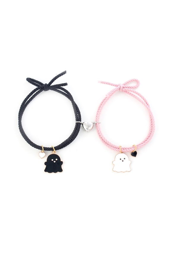 Cute Ghost Couples Bracelets Halloween String Bracelet Gift for Him Her Girlfriend Boyfriend Friend Adjustable Cord
