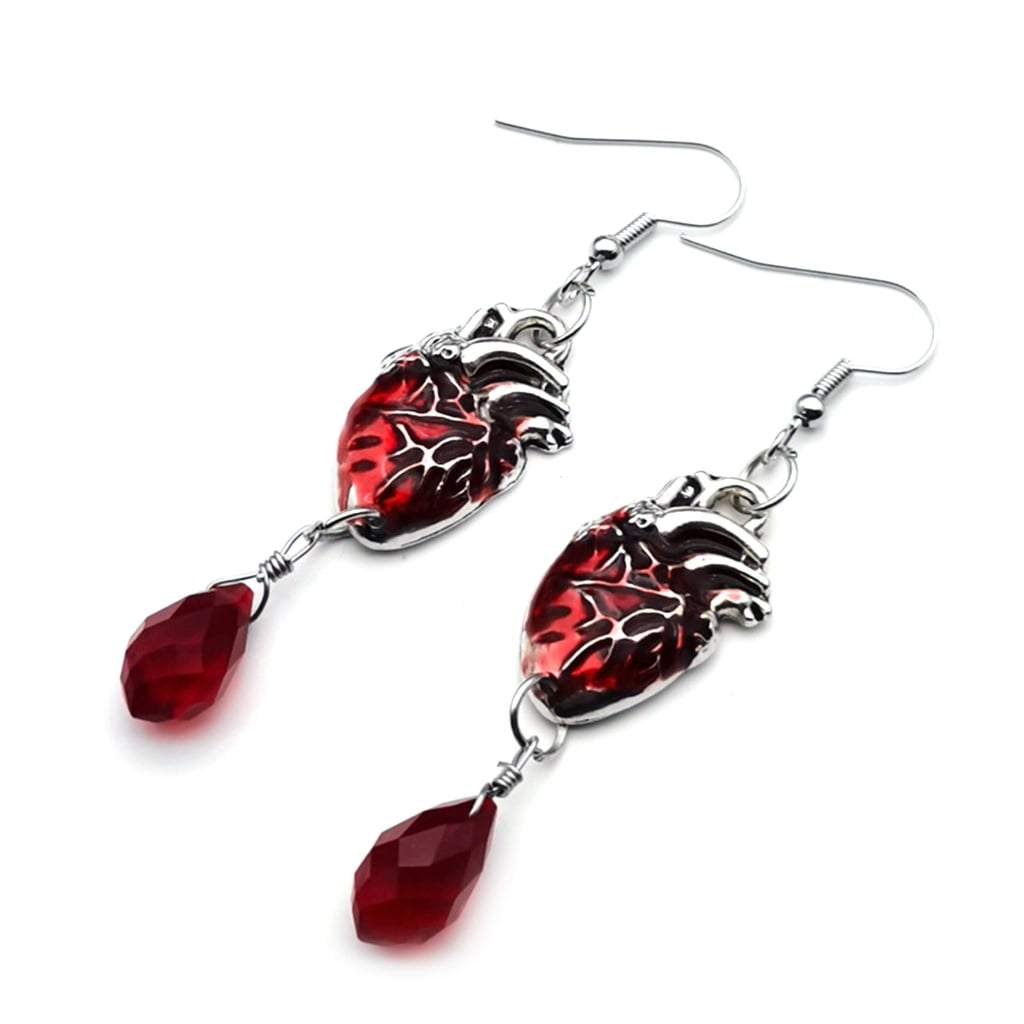 Sardfxul Gothic Vintage Punk Bleeding Heart Earrings Human Heart Organ