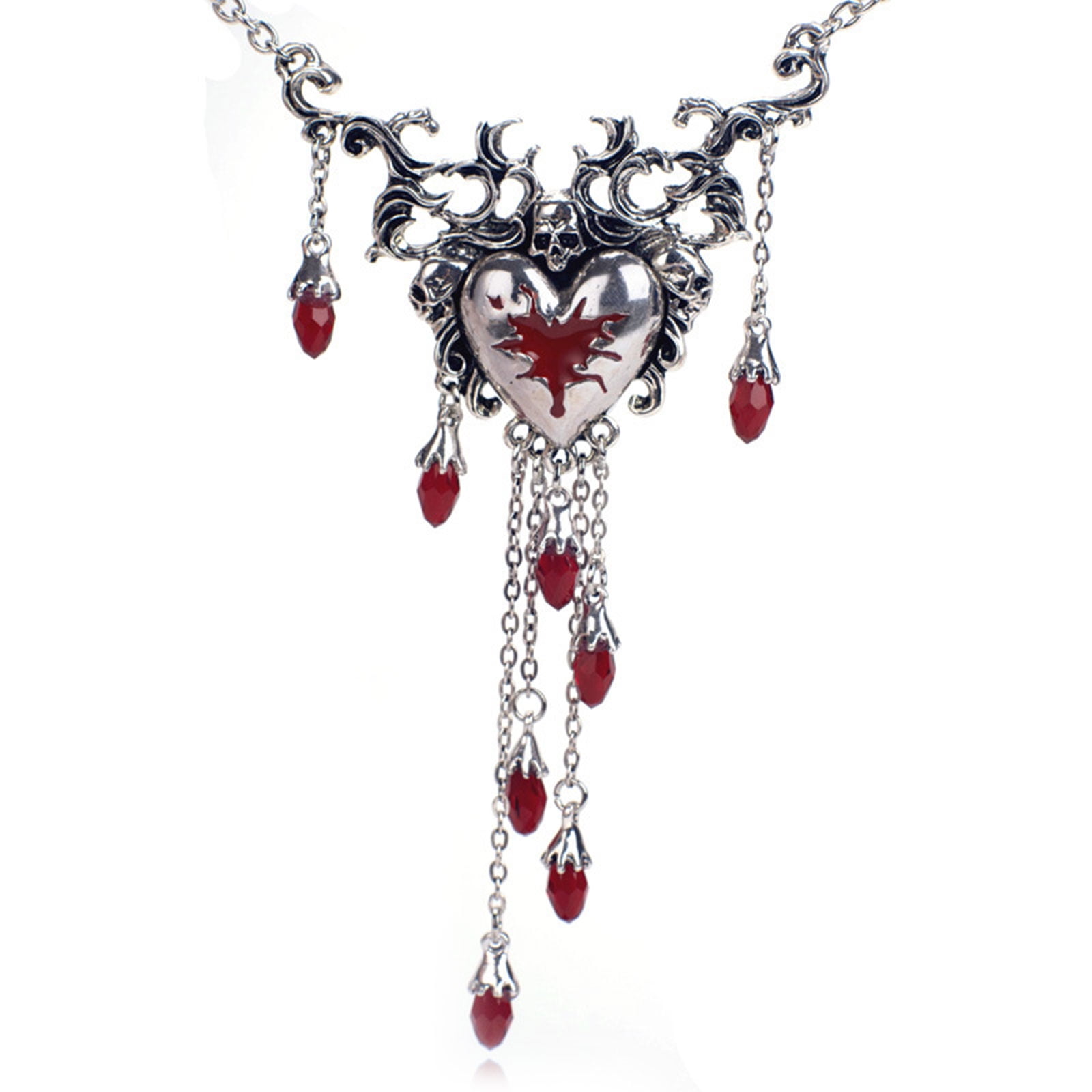 Sardfxul Halloween Gothic Jewelry Crystal Pendant Necklace Fashion