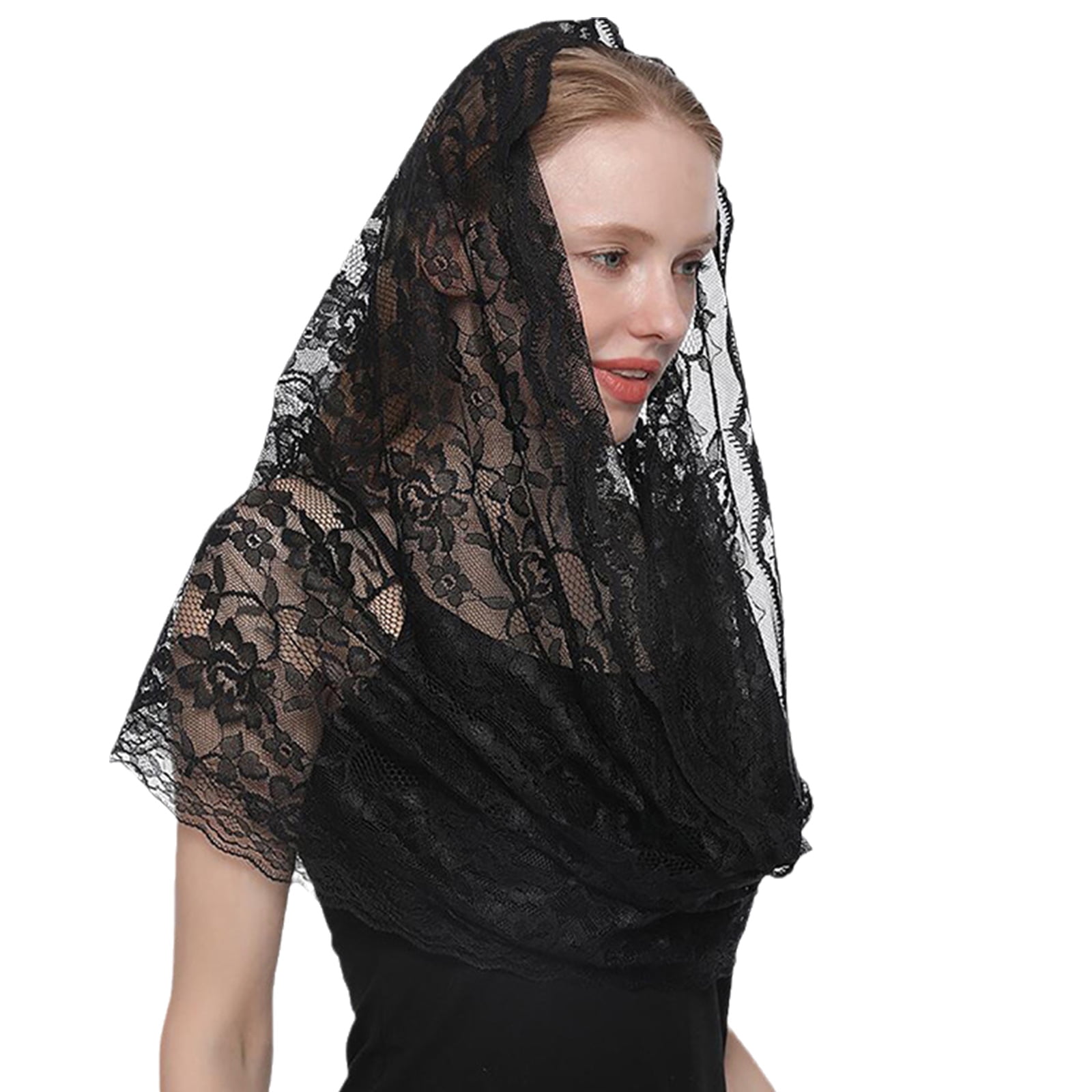 Church Lace Hair Scarf Triangle Lace Mantilla Veil, Cotton Head