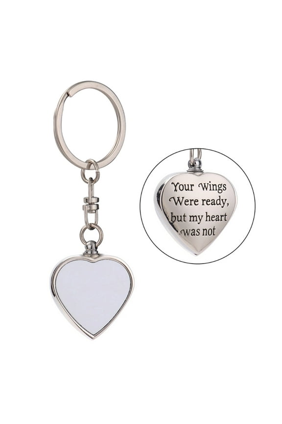 Memorial Ashes Keychain for Creative Heart Keychain Small Heat Transfer Keychain DIY Blank Keychains Urn Cremation Jewelry