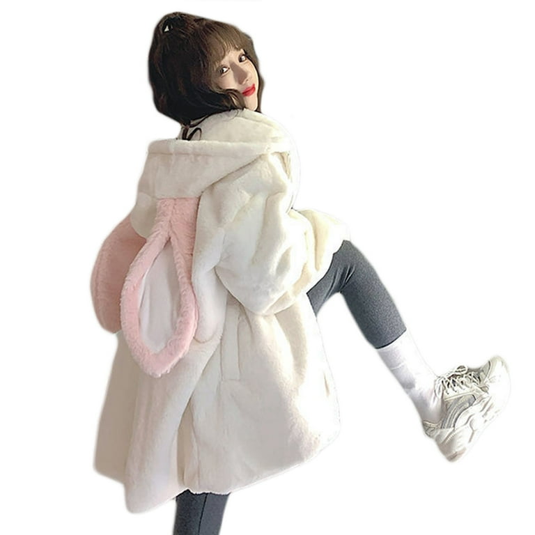 Womens Winter Casual Lamb Wool Fleece Jacket Y2K Kawaii