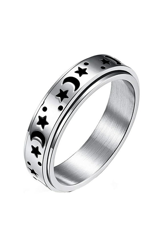 Women Men Fidget Meditation Anti-Anxiety Calming Rings Star Moon Spinning Rings
