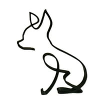 Sardfxul Wrought Iron Dog Sculpture Minimalist Art Desktop Ornament Metal Animals Statue Home Office Desk Decorations