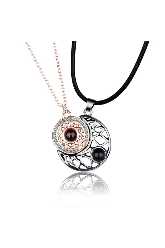 for Sun Moon Pendant Projection Stone Charm Couple Strong Magnetic Distance Neck