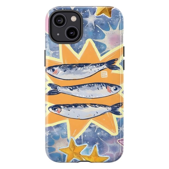 Sardine Fish Phone Case, Orange Starburst iPhone Cover for iPhone 17 16 15 14 13 12 11 Pro Plus Mini