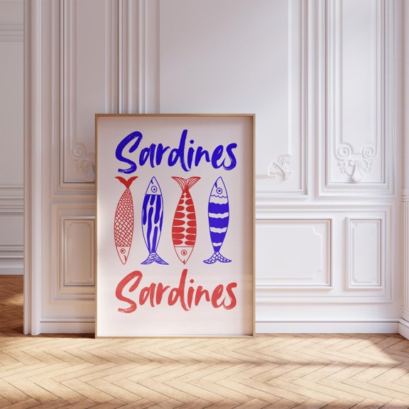 Sardine Quote Wall Art Funky Fish Home Decor Unframed Paper Print