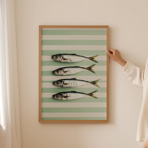 Sardine Wall Art Funky Fish Kitchen Home Decor Unframed Paper Print