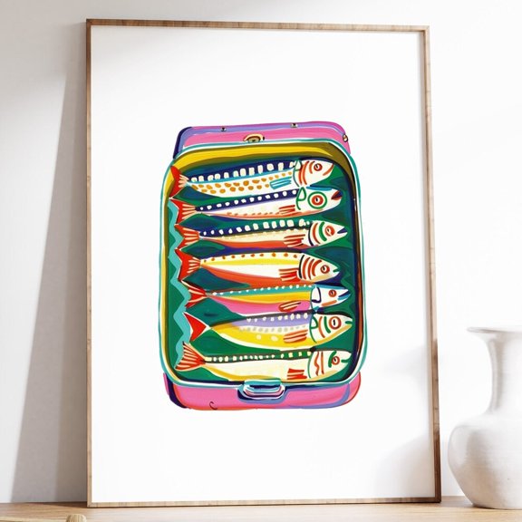 Sardines Fish Vintage Seafood Kitchen Poster UNFRAMED PAPER POSTER, Home Decor