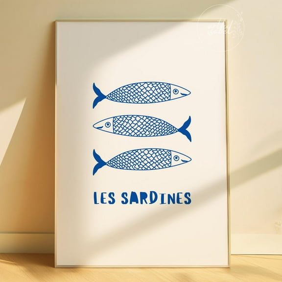 Sardines Print, Kitchen Wall Decor, Retro Food Poster, Seafood Print, Sardines Tin Art, Trendy Wall Art, Foodie Gift, Decor For Living Room Bedroom, 8x12 UNFRAMED