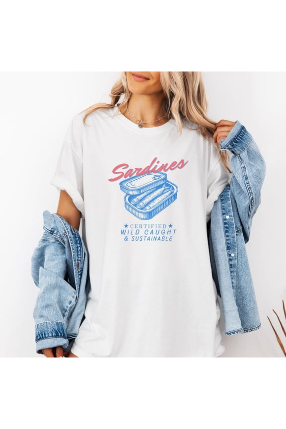 Sardines Shirt Tinned Fish French Shirt Brunch Shirt Coastal Grandma Coastal Granddaughter Gift Tomato Girl Summer Downtown Girl Shirt, Vintage Birthday Gift