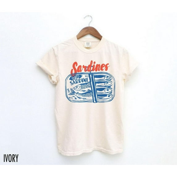 Sardines Shirt, Tinned Fish Shirt, Sardines Tshirt, Vintage Sardine, Coastal Aesthetic, Travel Shirt, Fish Shirt, Retro Graphic Tee, Canned