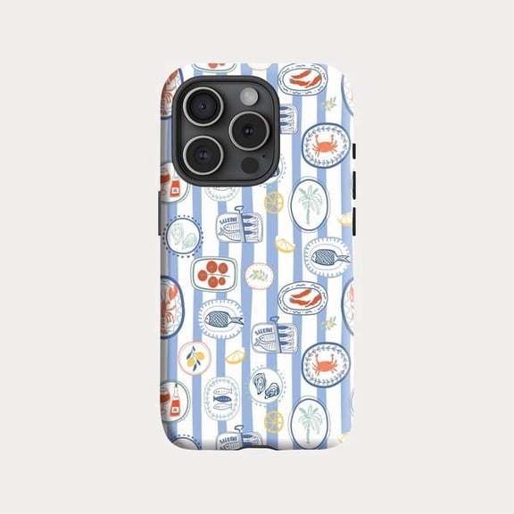 Sardines Tin Preppy Nautical Coast Art iPhone 11 12 13 14 15 16 17 Pro Max Case
