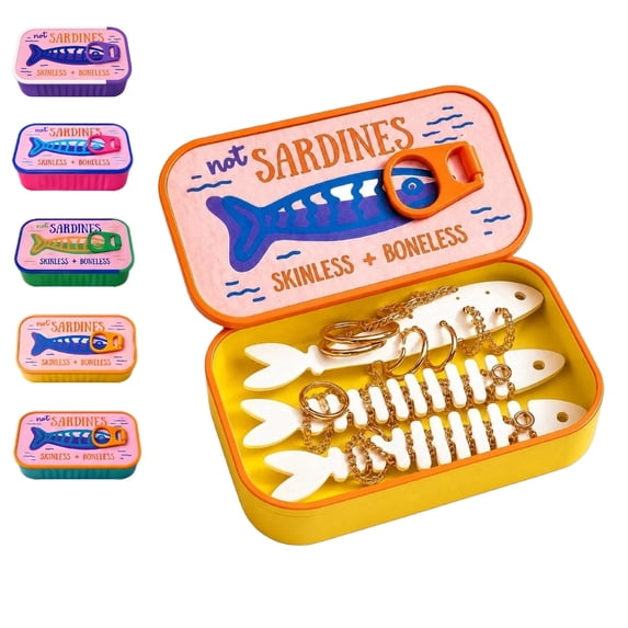 Sardines Travel Jewelry Case Mini Jewelry Storage Box Portable Sardine Can Jewelry Box for Rings Earrings(Orange)