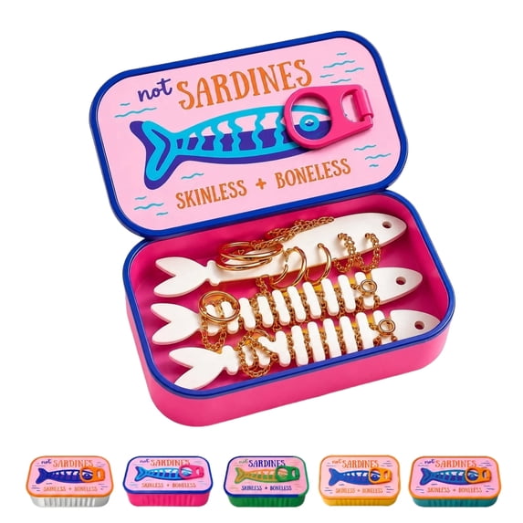 Sardines Travel Jewelry Case Mini Jewelry Storage Box Portable Sardine Can Jewelry Box for Rings Earrings(Red)