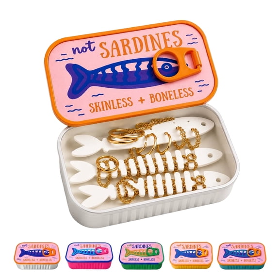 Sardines Travel Jewelry Case Mini Jewelry Storage Box Portable Sardine Can Jewelry Box for Rings Earrings(White)