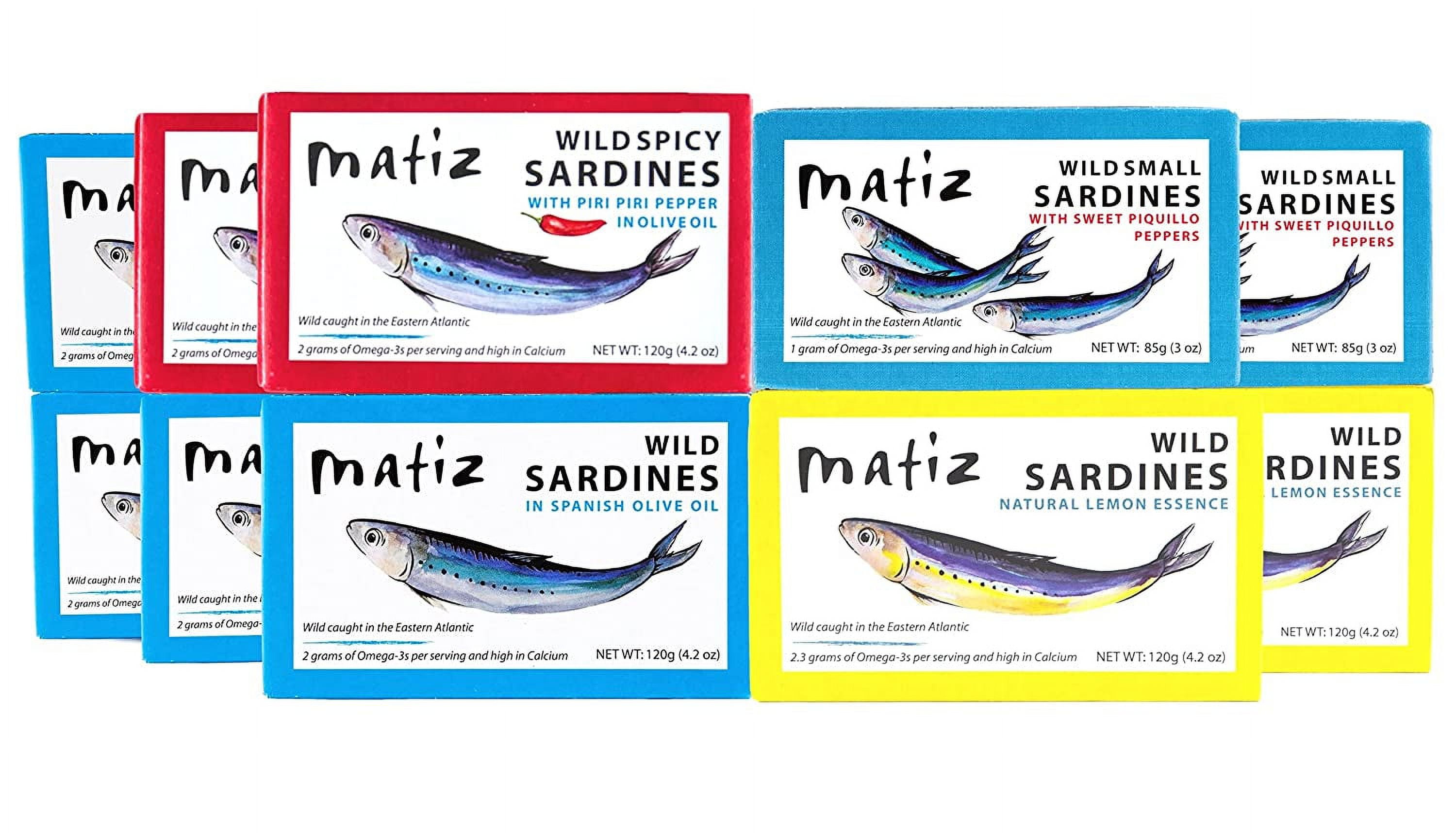 Sardines Variety Pack, Wild Caught Spanish Waters | 10 Tins | In Olive ...