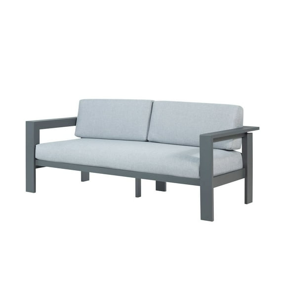 Sardinia Aluminum Frame Outdoor 74" Love seat / Sofa - Gray Cushions