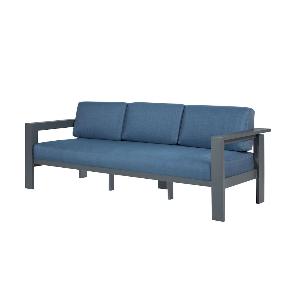 Sardinia 84" Blue Cushioned Aluminum Frame Outdoor Sofa