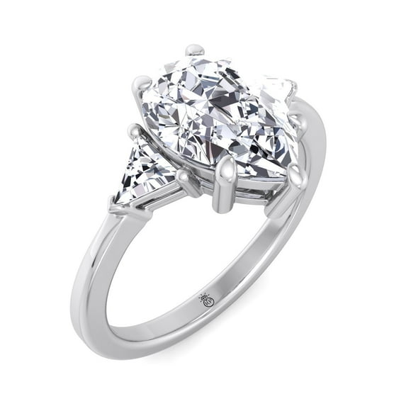 Sardy - Moissanite Pear Shape Lab Diamond Engagement Ring with Tapered Side Stones