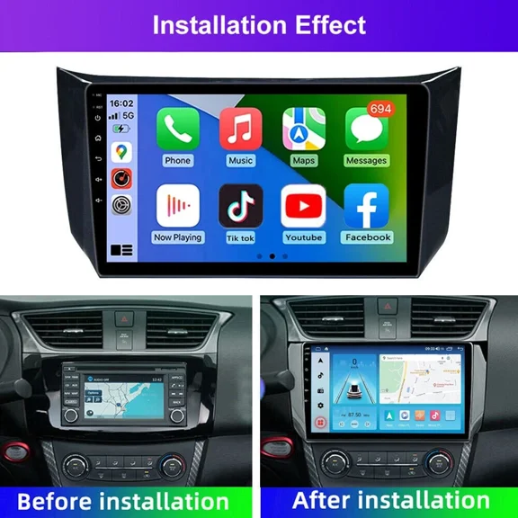 Saree 10.1" Android 15 Car Stereo Radio for Nissan Sentra Sylphy 2013-2018, Wireless CarPlay & Android Auto, 2+64G GPS DSP AHD Cam