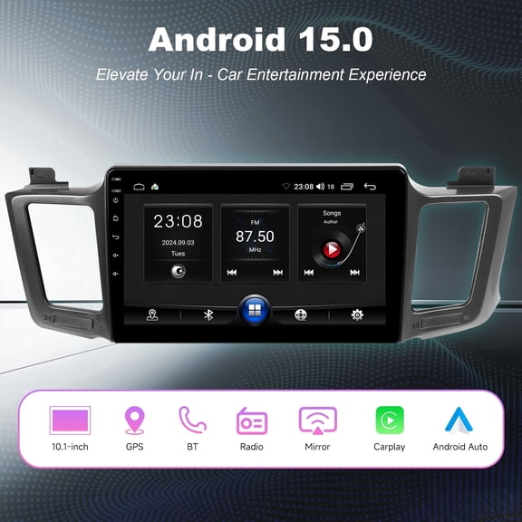 Saree 10.1" Android 15 Car Stereo for Toyota RAV4 2013-2018, Wireless Apple CarPlay & Android Auto, GPS, BT, 4+64G
