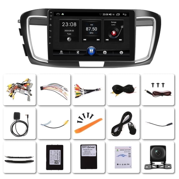Saree 10.1 Inch Android 15 2G+64G Car Stereo with CarPlay Android Auto for Honda Accord 2013-2017 Base Version GPS Navigation Head Unit Bluetooth WiFi