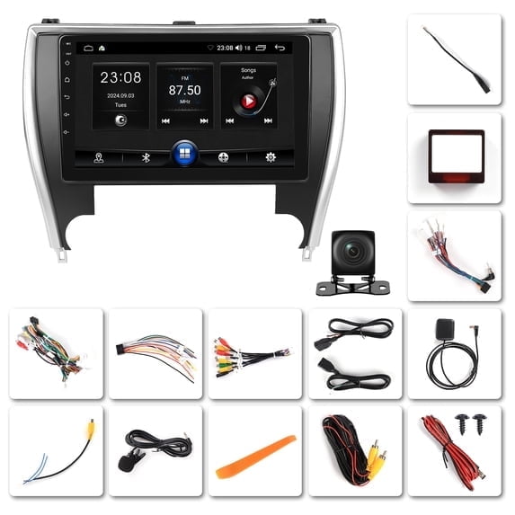Saree 10.2 Inch Android 15 Touchscreen Car Stereo with CarPlay Android Auto for Toyota Camry 2015-2017 Bluetooth 5.2 GPS WiFi Backup Camera Split Screen Multimedia