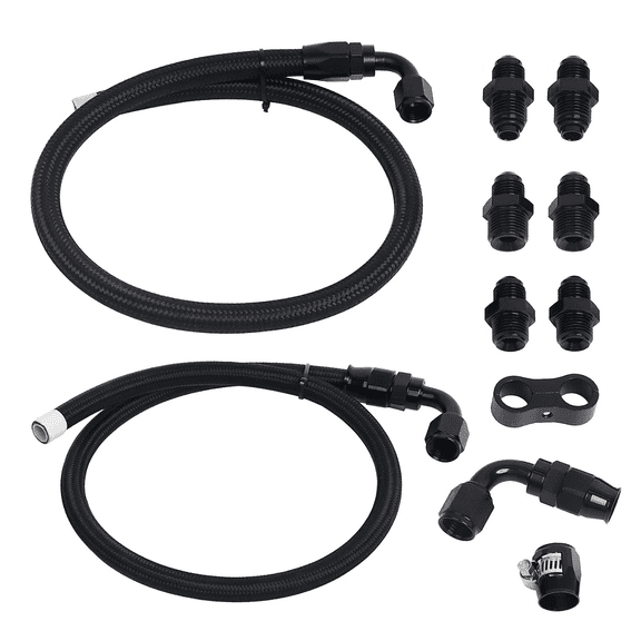Saree 6AN Power Steering Pump Hose Kit for Chevy C10 LS Swap Connects GM Type 2 Power Steering Systems High Performance Hose Kit for Engine Swap Applications