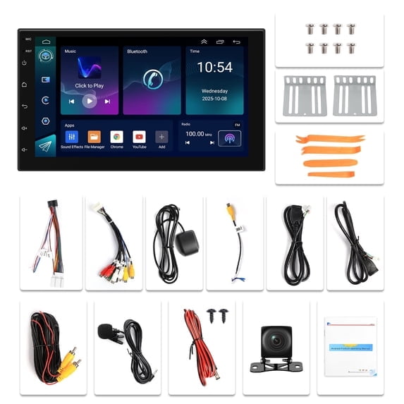 Saree 7 Inch Touchscreen 2G+62G Android 14 Double Din Car Stereo with Apple CarPlay Android Auto for Ford Ranger 1998-2006 GPS WiFi Bluetooth RDS DSP Steering Wheel Control Microphone Backup Camera