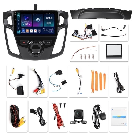 Saree Car Radio with 9 inch Touch Screen Android 15 Stereo Bluetooth GPS Wireless CarPlay Android Auto 2GB+64GB Compatible with Ford Focus 2012-2018