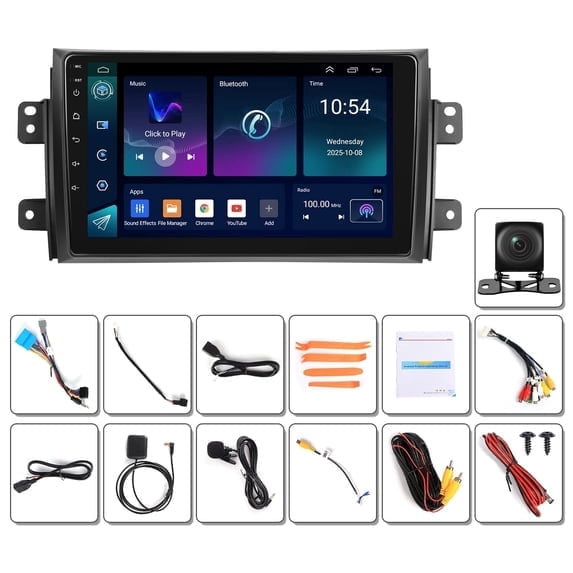 Saree 9 Inch Touchscreen 2G+64G Android 13 Car Stereo with Apple CarPlay Android Auto for Suzuki SX4 2006-2013 GPS Navigation WiFi Bluetooth 5.0 FM RDS EQ AHD Backup Camera