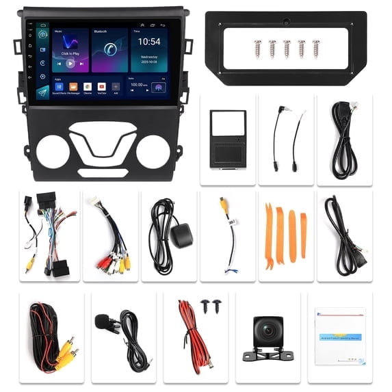 Saree 9 Inch Touchscreen 2G+64G Android 15 Car Stereo with Apple CarPlay Android Auto for Ford Fusion 2013-2020 Ford Mondeo GPS Navigation WiFi Bluetooth FM RDS Backup Camera