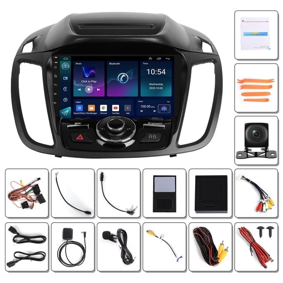 Saree 9 Inch Touchscreen Android 14 2G+64G Car Stereo with CarPlay Android Auto for Ford Escape 2013-2019 GPS Navigation WiFi Bluetooth FM Steering Wheel Control Backup Camera