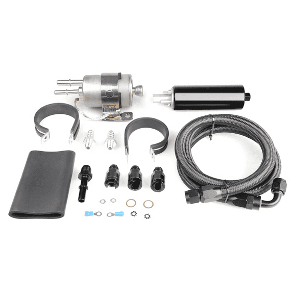 Saree LS High Pressure External Inline 255LPH Fuel Pump GSL 392 Compatible Walbro Style Black High Performance Fuel Pump for LS Engine Swaps and Upgrades