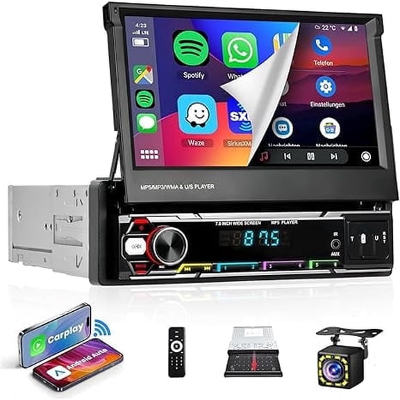 Saree Single 1Din 7" Touch Screen Stereo Bluetooth Radio Car Apple/Android Carplay GPS