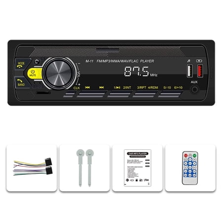 Saree Single DIN Car Stereo Audio with Bluetooth Handsfree App Control Supports FM MP3 SD AUX Dual USB EQ Quick Charge Not a CD Player Car Radio Multimedia System