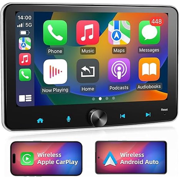 Saree Single Din Radio Wireless Apple Carplay Android Auto,7in Touchscreen Car Stereo Android 2+32G with WiFi,Bluetooth,GPS Navigation,FM,Subwoofer,USB/SWC/AUX