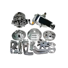 Saree Small Block Chevy Long Water Pump Pulley Kit w Alternator & Power Steering Pump