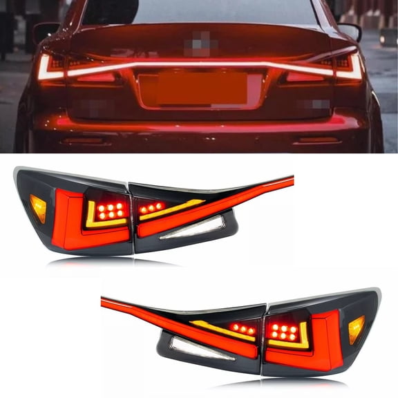 Saree Smoked LED Tail Light Kit For Lexus IS250 IS350 ISF 2006-2013 w/Trunk Light Bar