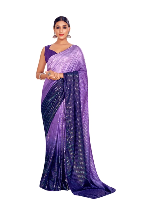 Sarees For Women Bollywood Art Silk Saree || Sequence Embroidered Indian Sari & Unstitched Blouse