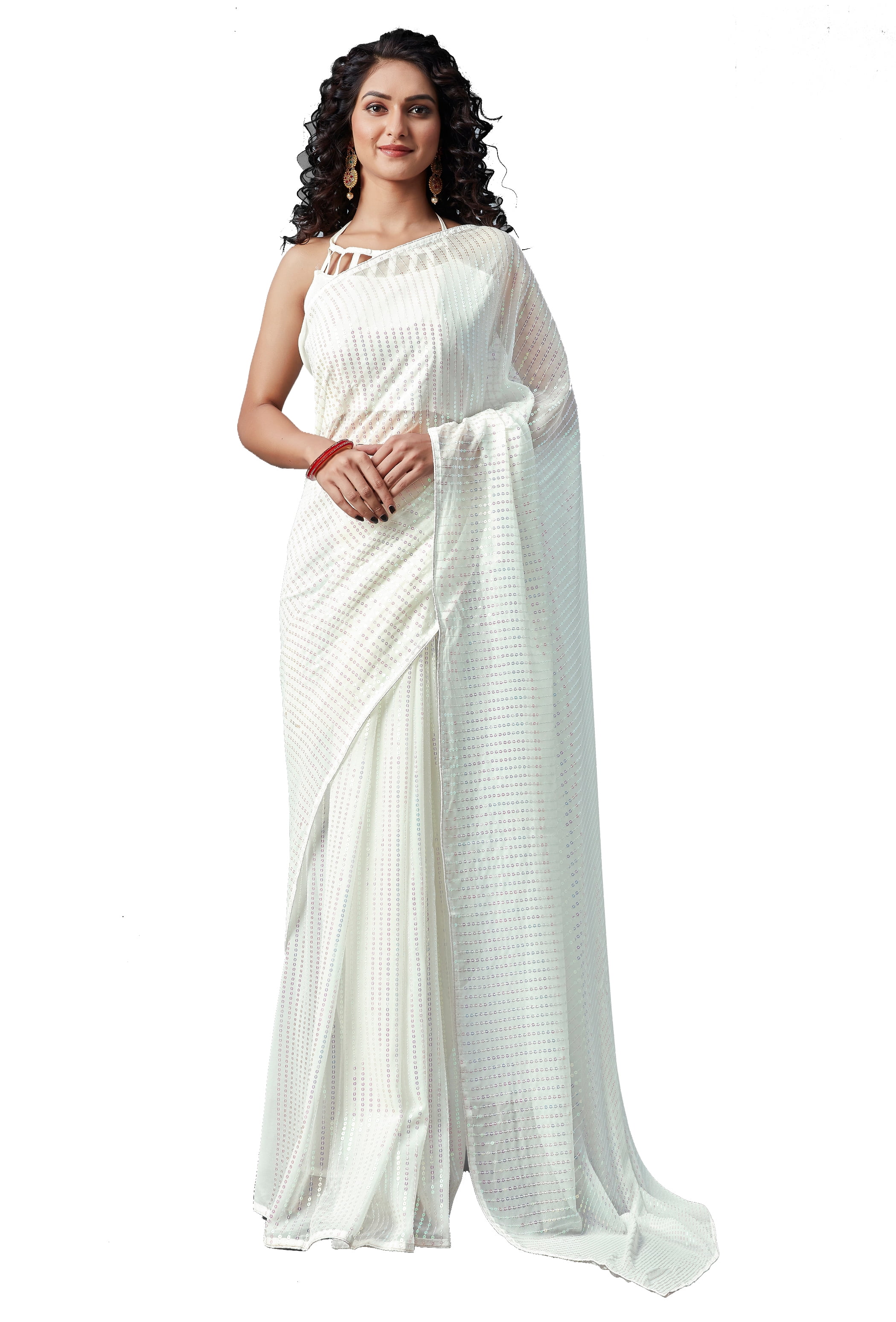 Women's Ready To Wear Lycra Saree With Unstitched Blouse Piece || Indian  Traditional Saree