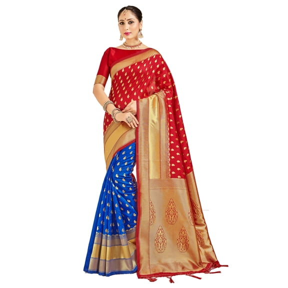 Sarees for Women Banarasi Art Silk Woven Sari - Indian Gift Diwali Festival Saree & Unstitched Blouse