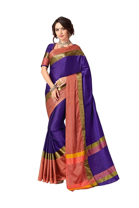 Sarees for Women Cotton Art Silk Woven Indian Wedding Sari, Ethnic Gift Sari Violet