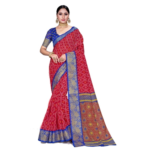 Sarees for Women Cotton Art Silk Woven Saree | Ethnic Traditional Indian Wedding Gift Sari with Unstitched Blouse